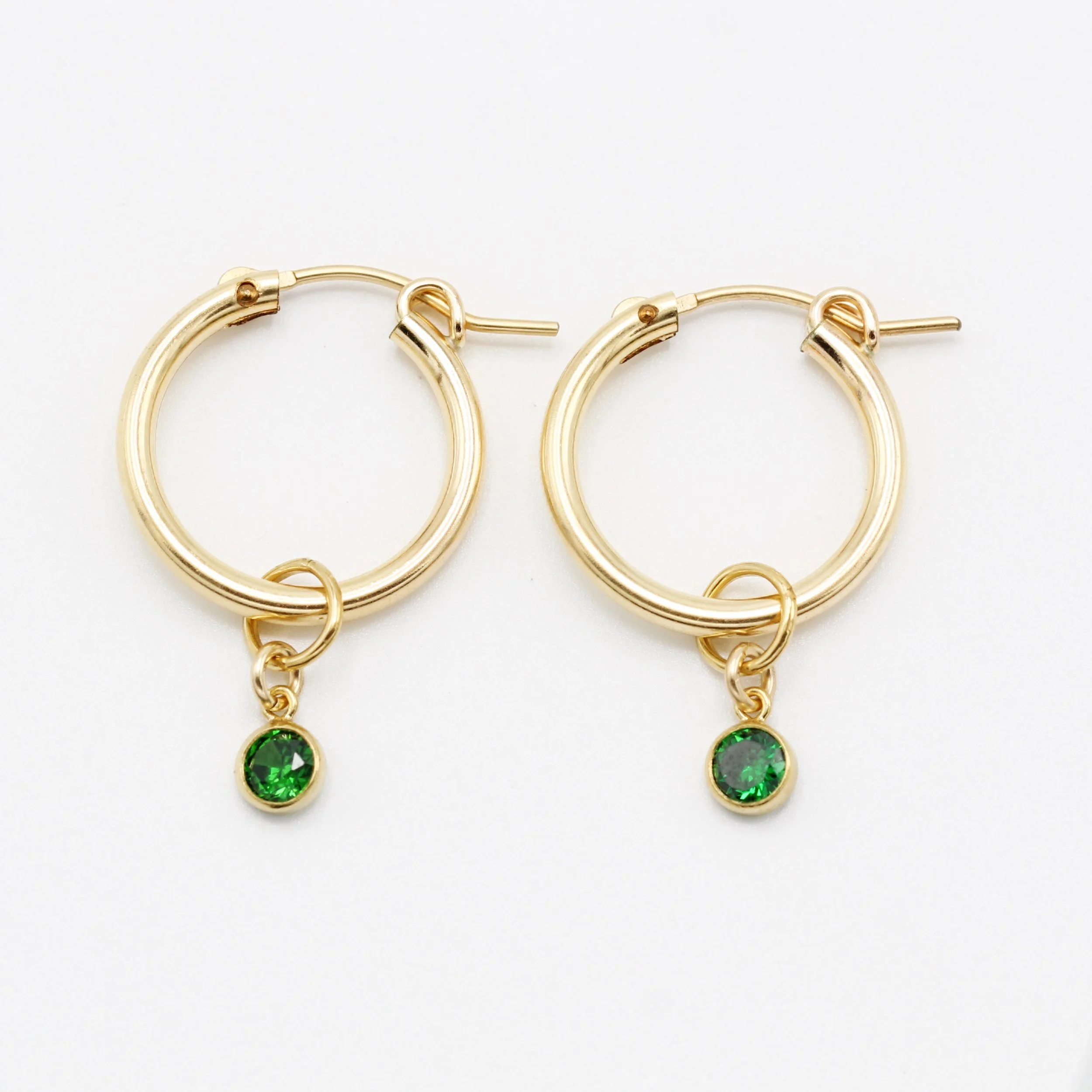 Hoop + Charm - Emerald Green (18mm)