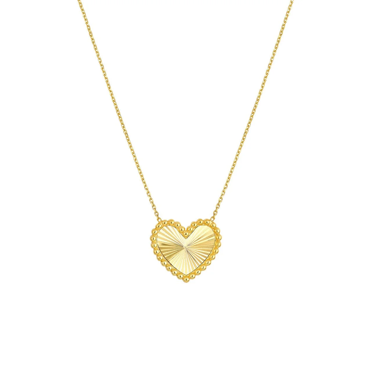 14k Beaded Heart Necklace