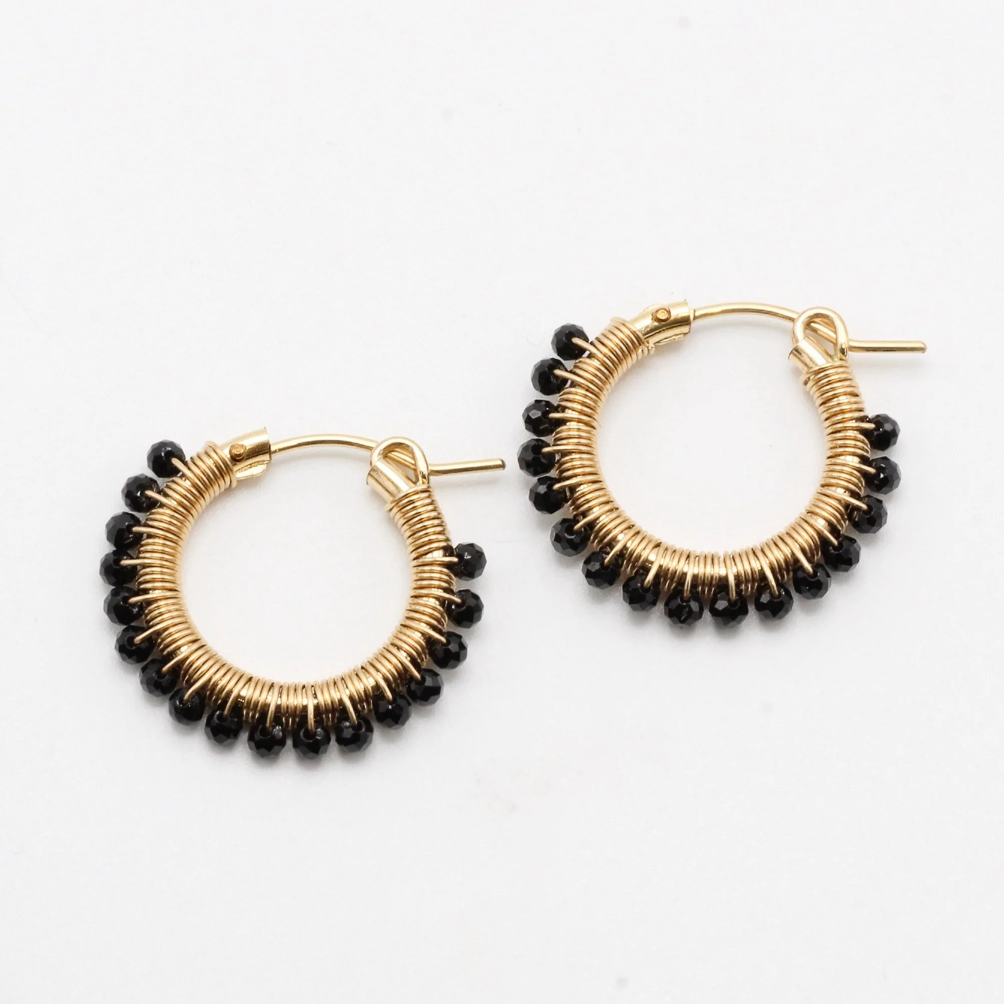 Walton Gemstone Hoops - Black Spinel - 18mm