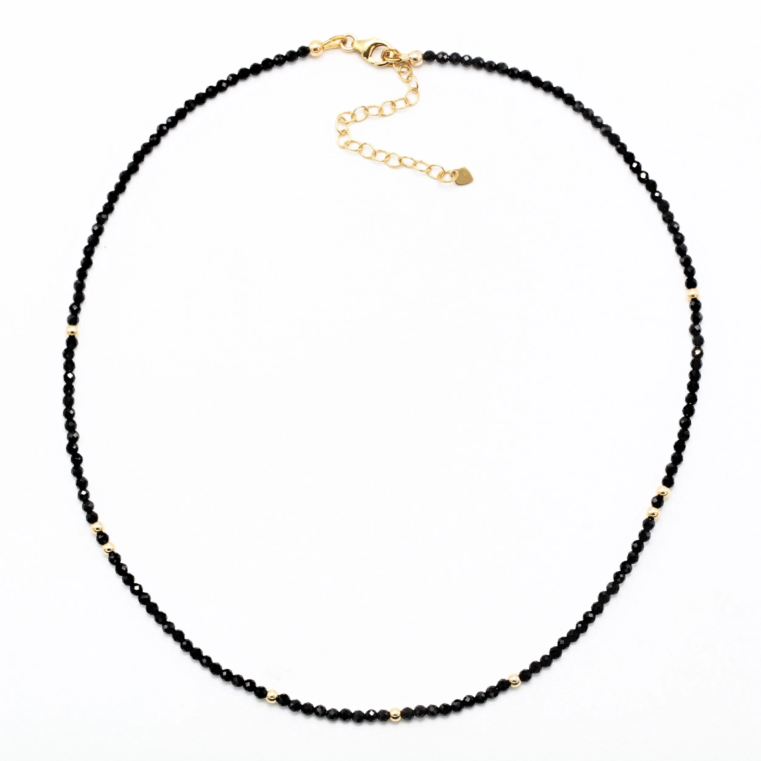 Tiny Gemstone Stack Necklace - Black