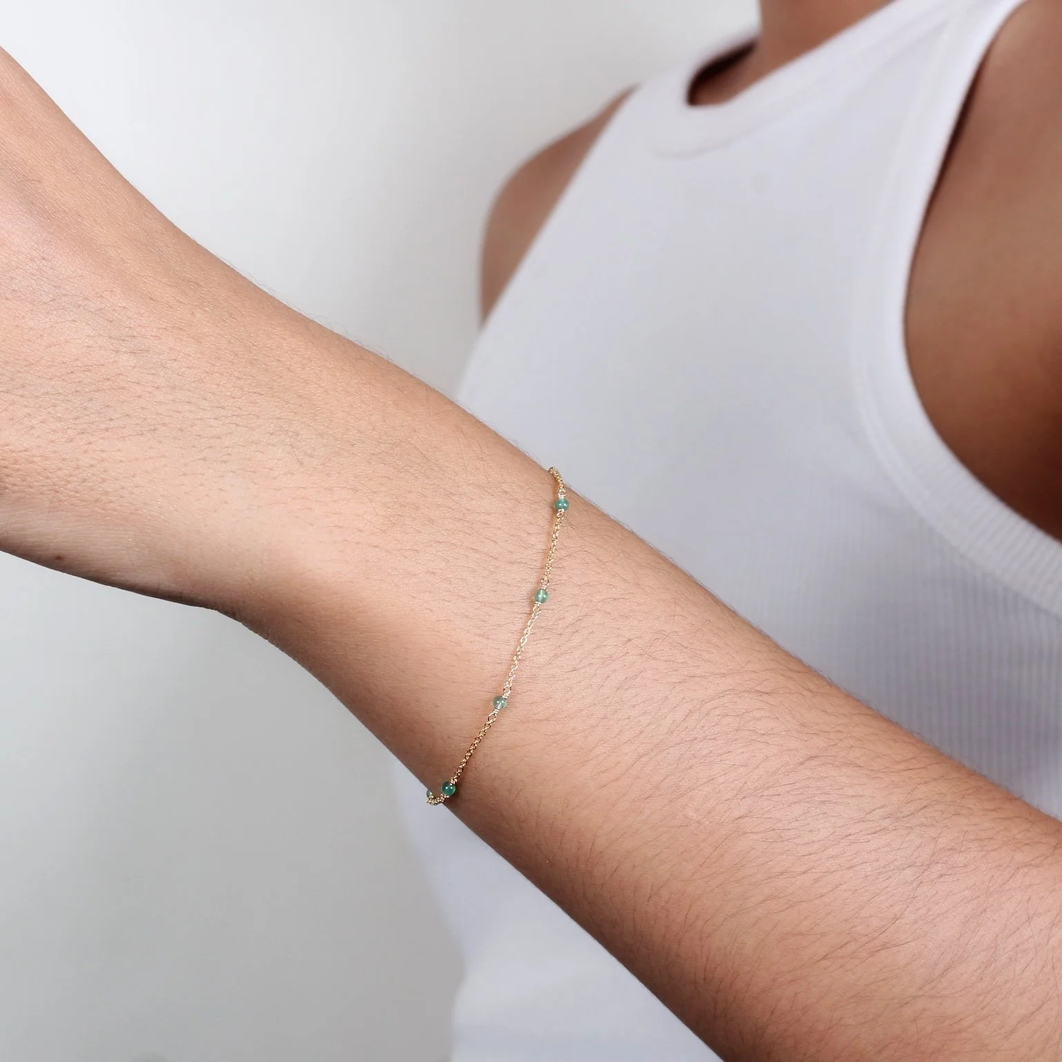 Dainty Gemstone Bracelet - Medium Jade