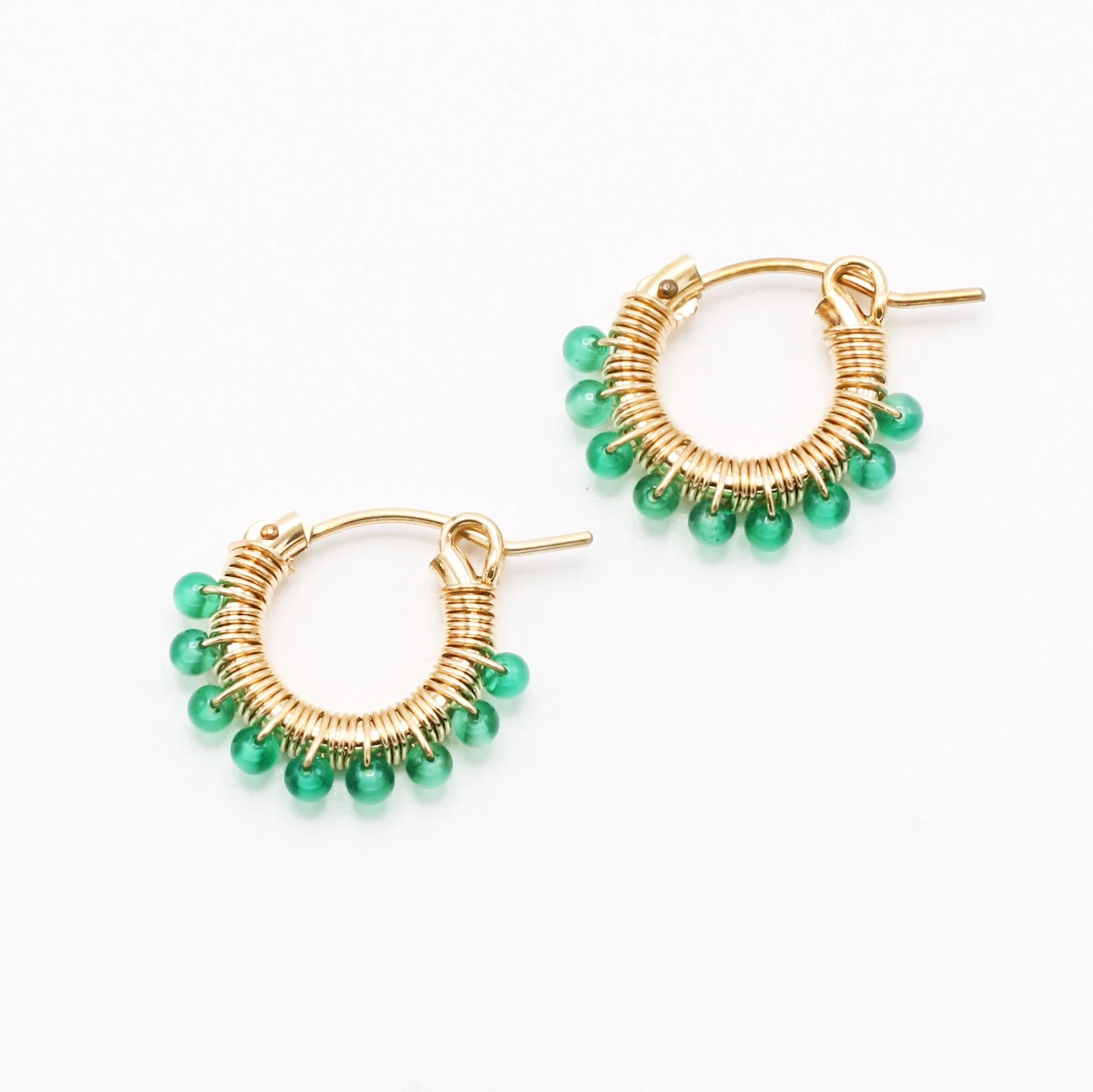 Walton Gemstone Hoops - Medium Jade 13mm