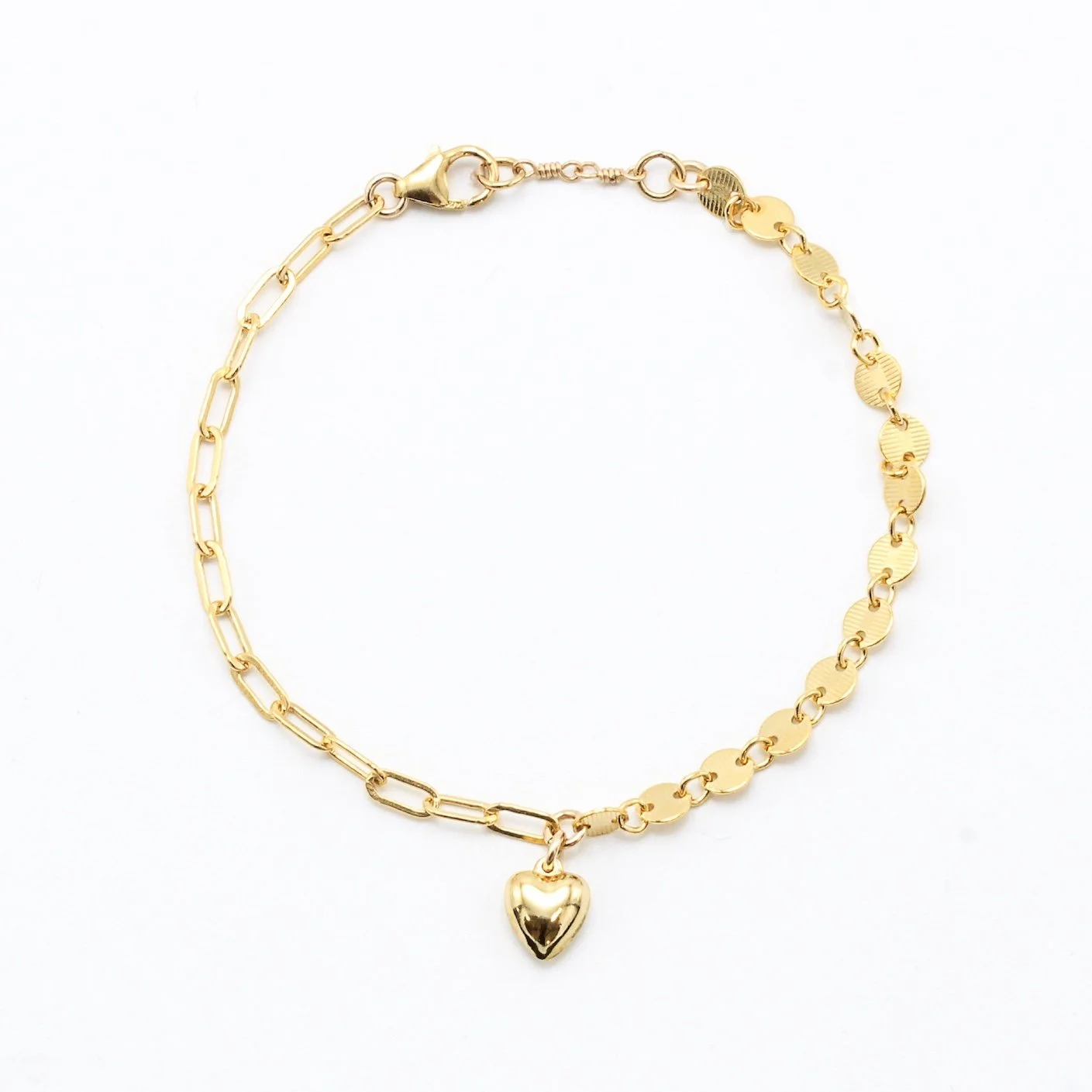 Dual Bracelet - Paper Clip + Round Disc