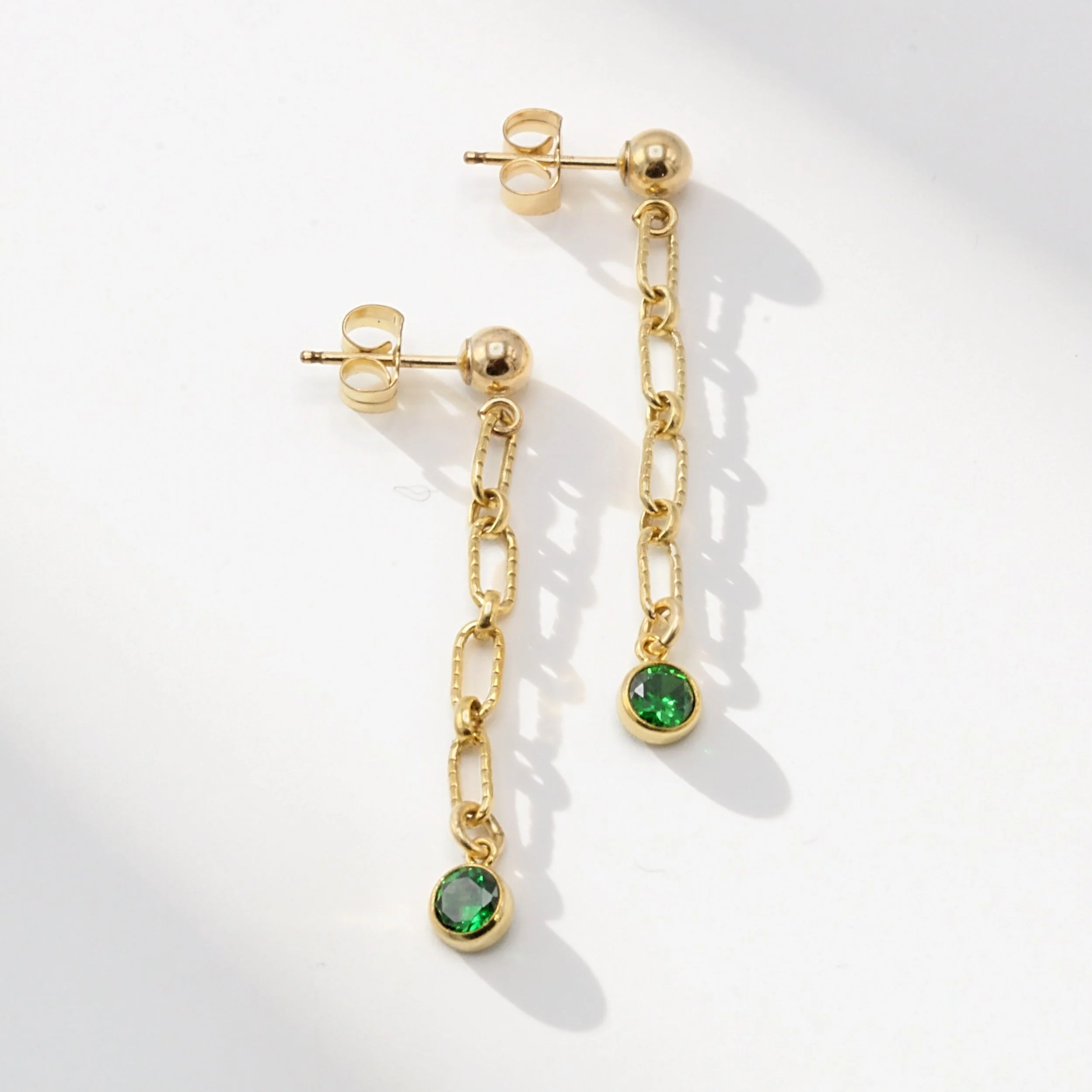 Green Charm Drop Earrings - Long