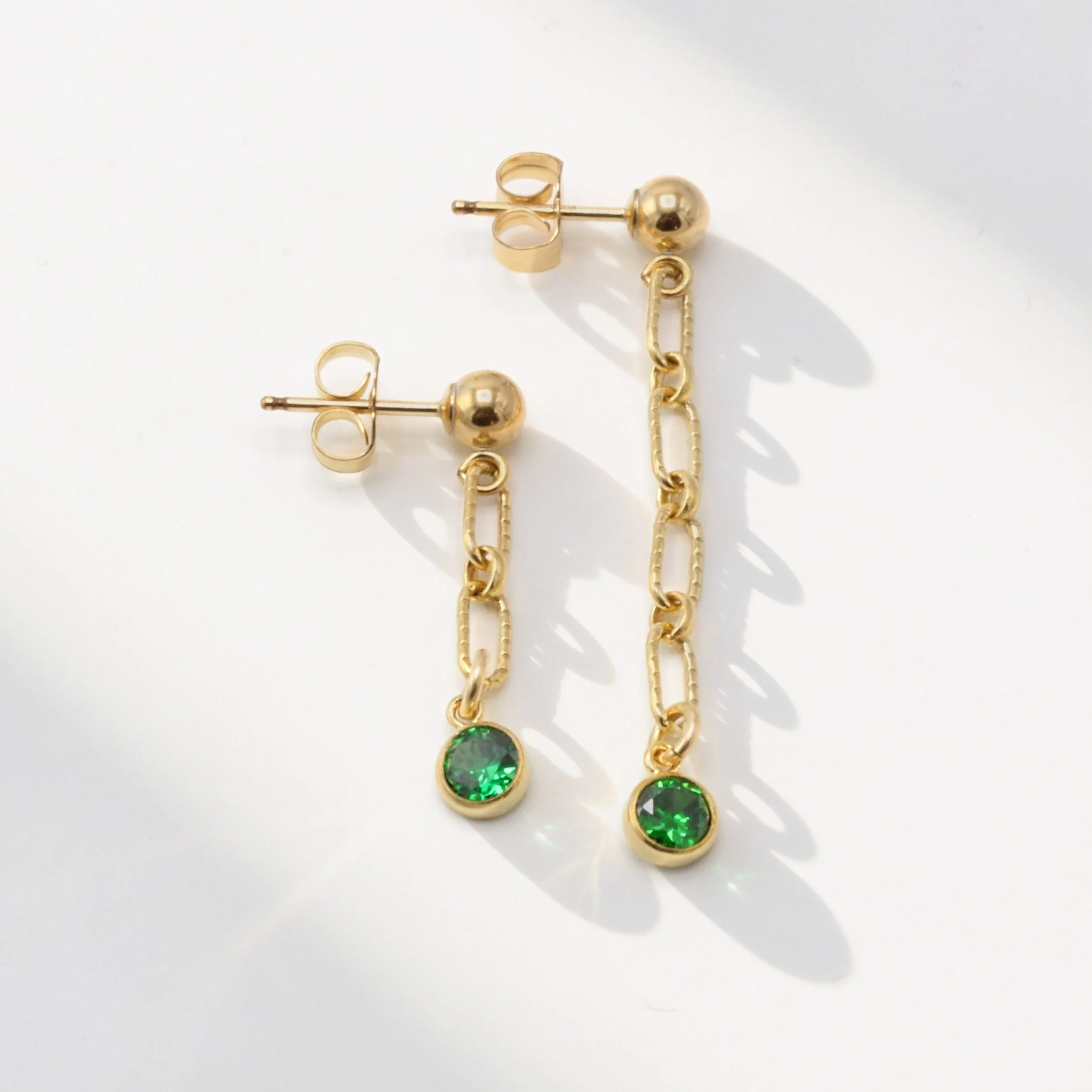 Green Charm Drop Earrings - Asymmetrical