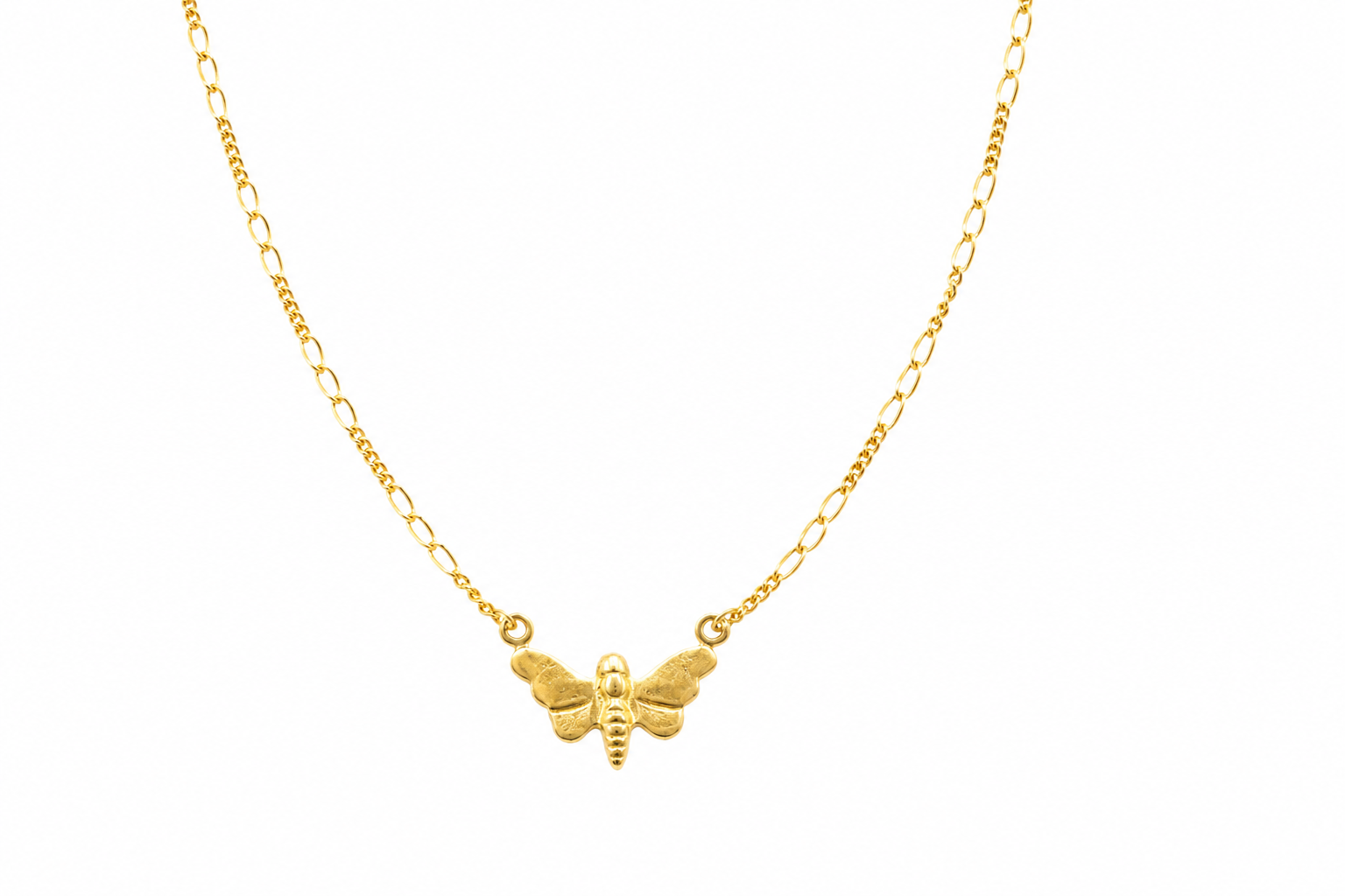 Butterfly Charm Necklace - Figaro Chain