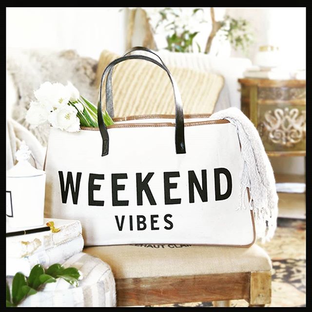 Cute Weekend Vibes Tote available at Jaxleesbucket.com 40.00.  100% cotton with genuine leather straps. Please note,  a percentage of all net proceeds are donated to the Hope for Justice foundation which fights to end human trafficking and restore th
