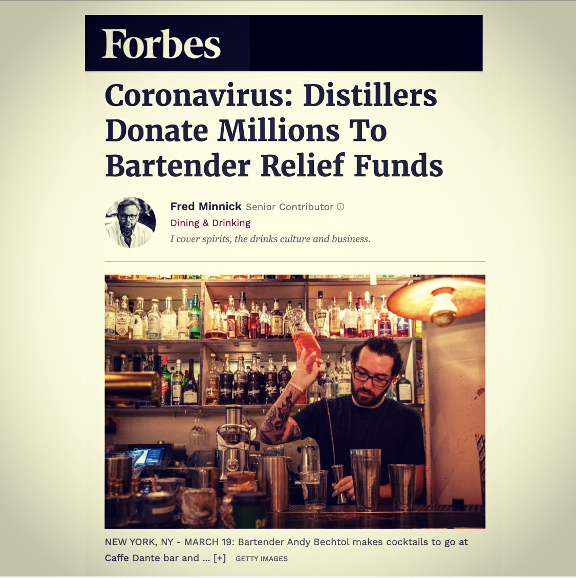 Spirits Brands Donate Millions to Aid Bartenders (Copy)