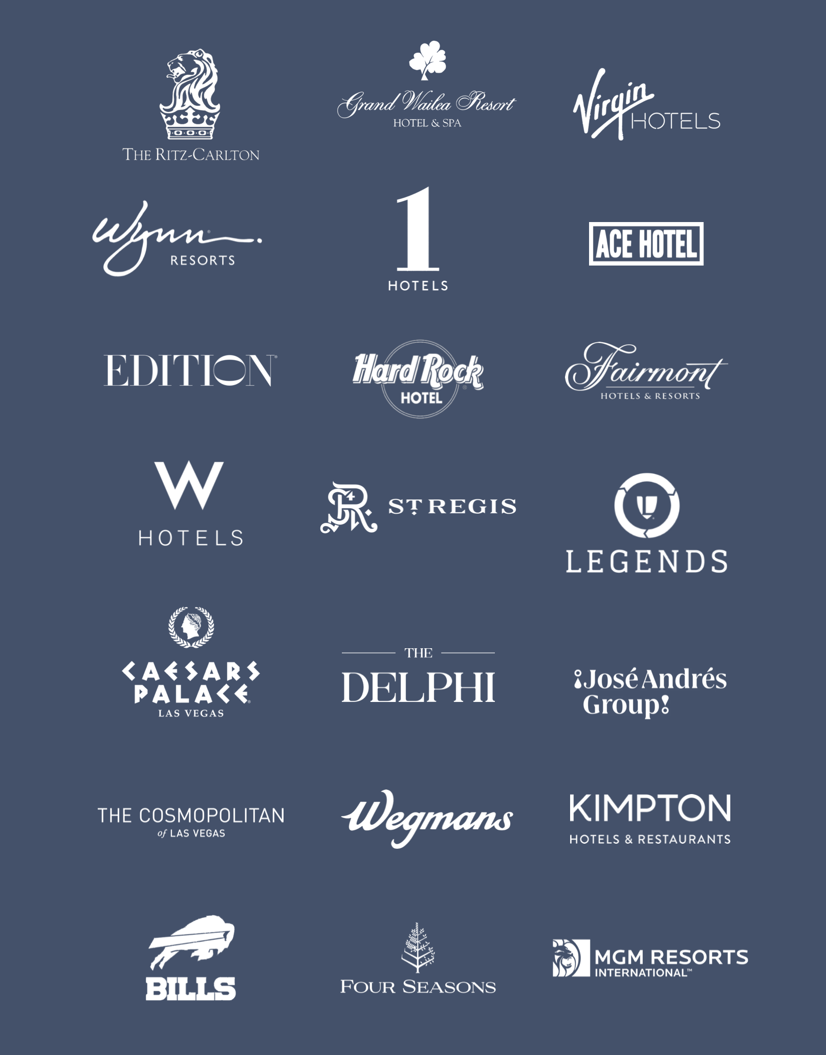 Selected client logos from Studio Barmagic's commercial bar design, hospitality innovation, concept development, and consulting portfolio.