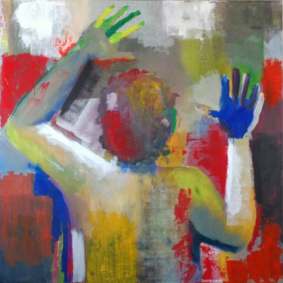 Although heavily influenced by the Bay Area Figurative artists (in particular Joan Brown), I feel pretty good about this piece as an honest and authentic work from this point in my career. But it’s probably not finished. (acrylic 30in / 76cm square)
