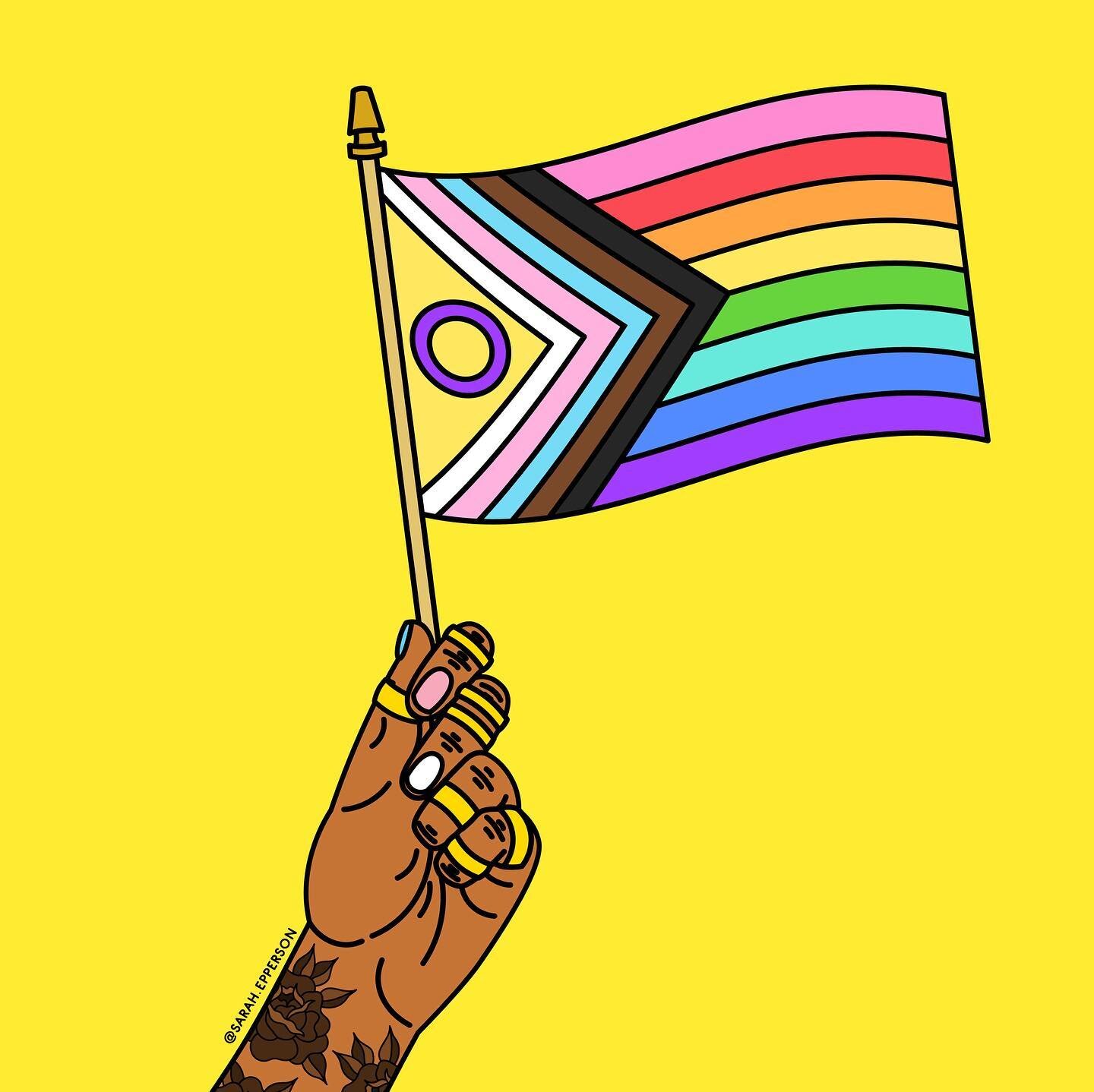 On #FlagDay, I pledge allegiance to these flags 🫡🏳️&zwj;🌈🏳️&zwj;⚧️
⠀
The Intersex Inclusive #PrideFlag was designed to be inclusive of intersex people, the &ldquo;I&rdquo; of &ldquo;LGBTQIA+&rdquo; the flag was designed by @Valentino_Vecchietti
⠀