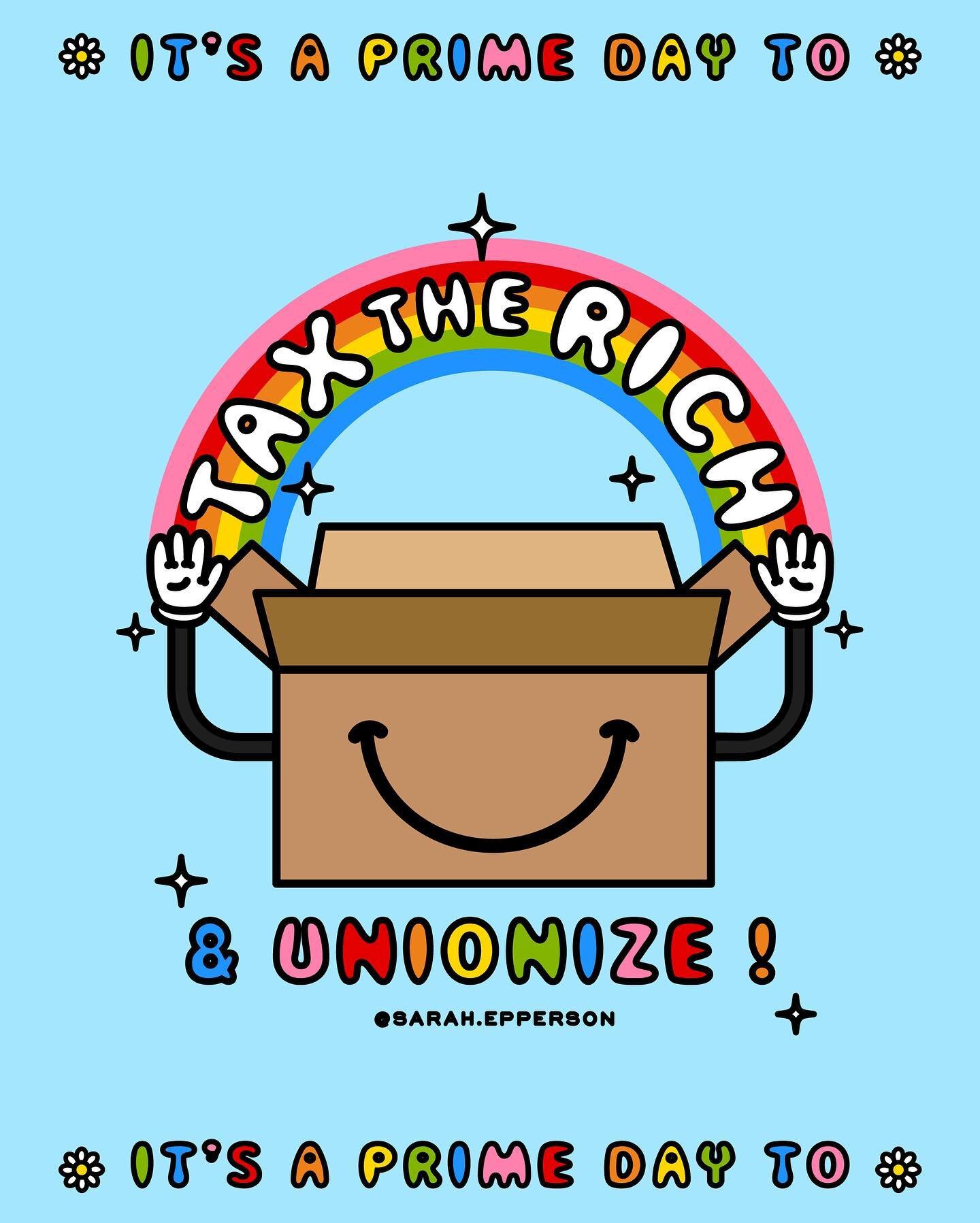 ✨🤑 It&rsquo;s a #PrimeDay to #TaxTheRich &amp; Unionize! 🤑✨
⠀
&ldquo;Amazon&rsquo;s new CEO, Andy Jassy, raked in $212.7 million last year. Jassy&rsquo;s pay amounts to 6,474 times the $32,855 take-home of Amazon&rsquo;s typical worker.&rdquo; - @t