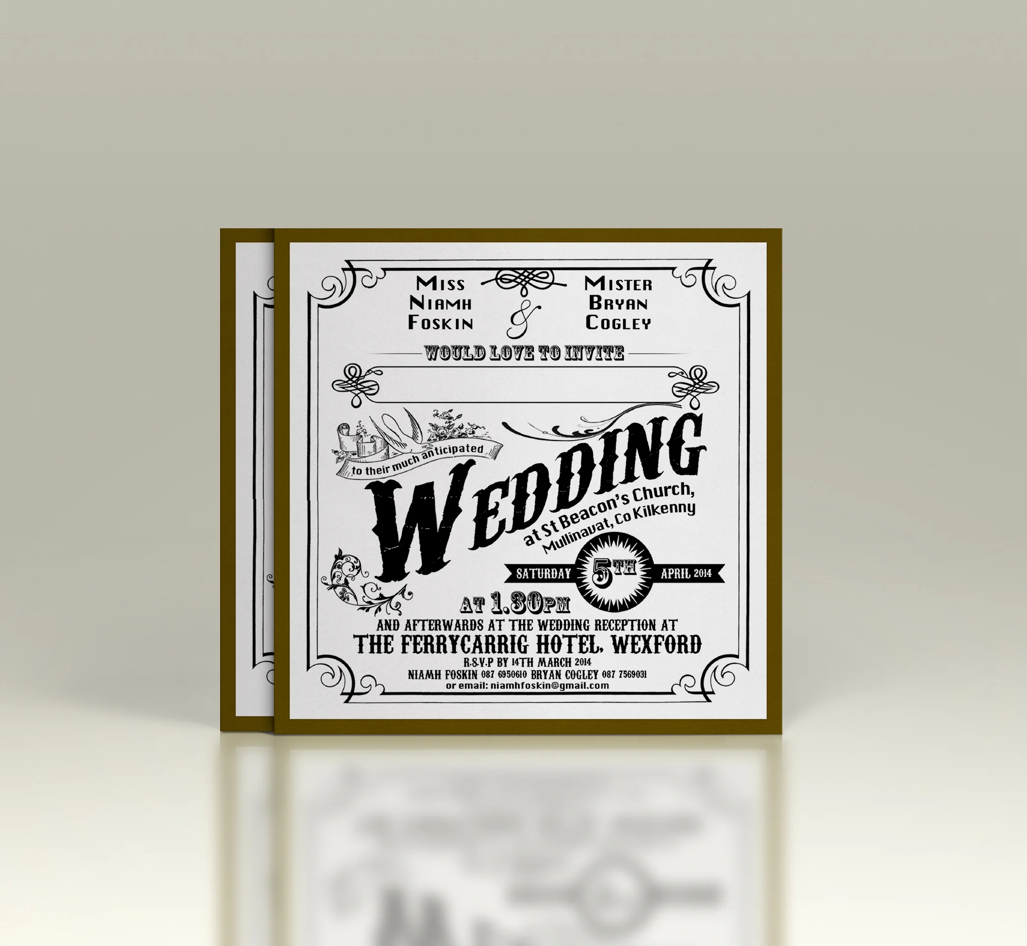 1 - White pearlescent card on gold base