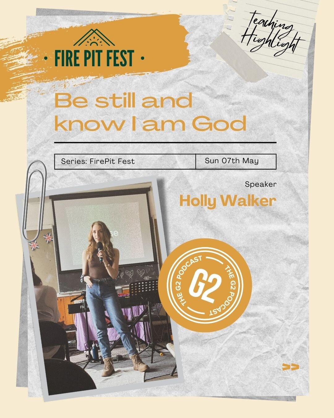 Here's the teaching highlight from Holly's brilliant talk at Firepit Fest. If you missed it on Sunday or just want to listen back then do catchup via the G2 Podcast, wherever you get your podcasts from.