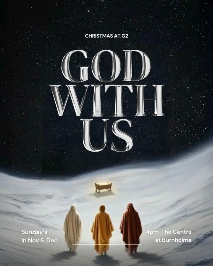 Christmas is coming soon! 🎄
We have a new teaching series starting soon named GOD WITH US! As we move closer to Christmas we&rsquo;ll be journeying through Advent looking at: Hope, Justice, Peace, Love, and Joy &mdash; because when God shows up, eve