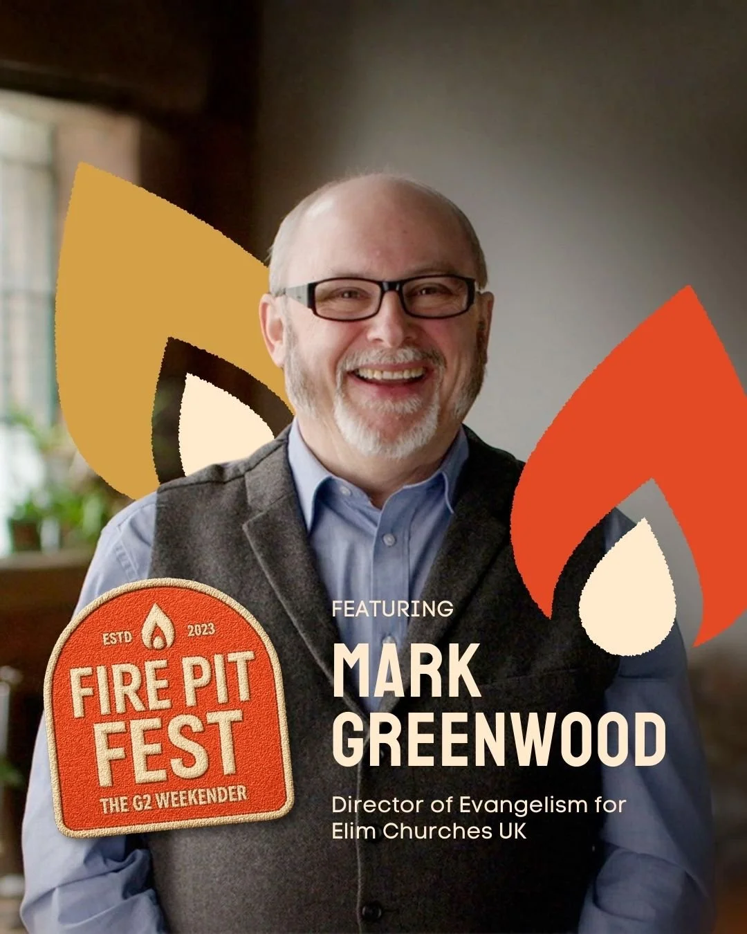 Exciting Fire Pit Fest news! 📰

We're excited to be joined by @revgreenie , who's the Director of Evangelism for Elim Churches UK. Mark's going to help us think about stories &mdash; the stories in the Bible, the stories God is telling through us, a