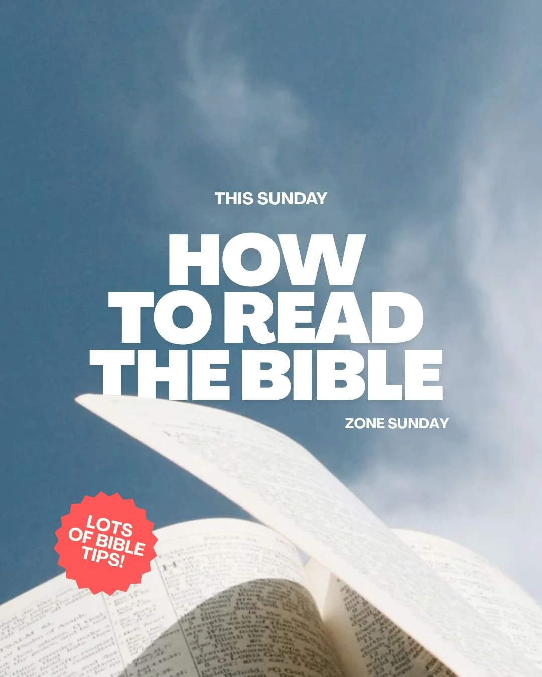 This Sunday we have a special Zone Sunday looking at How to read the bible! 📖

At times it can be hard to get into reading the bible, but don't fear we've got you covered! 

In each 'zone' have different people from our community sharing different b
