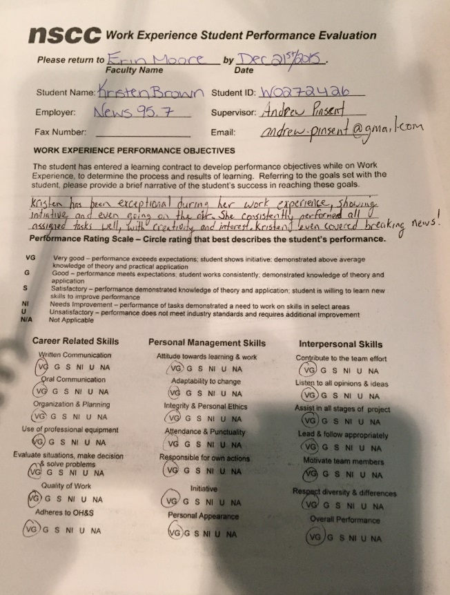 NEW 95.7 EVALUATION