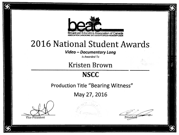 Broadcast Educators Association of Canada - Winner - Long Documentary category
