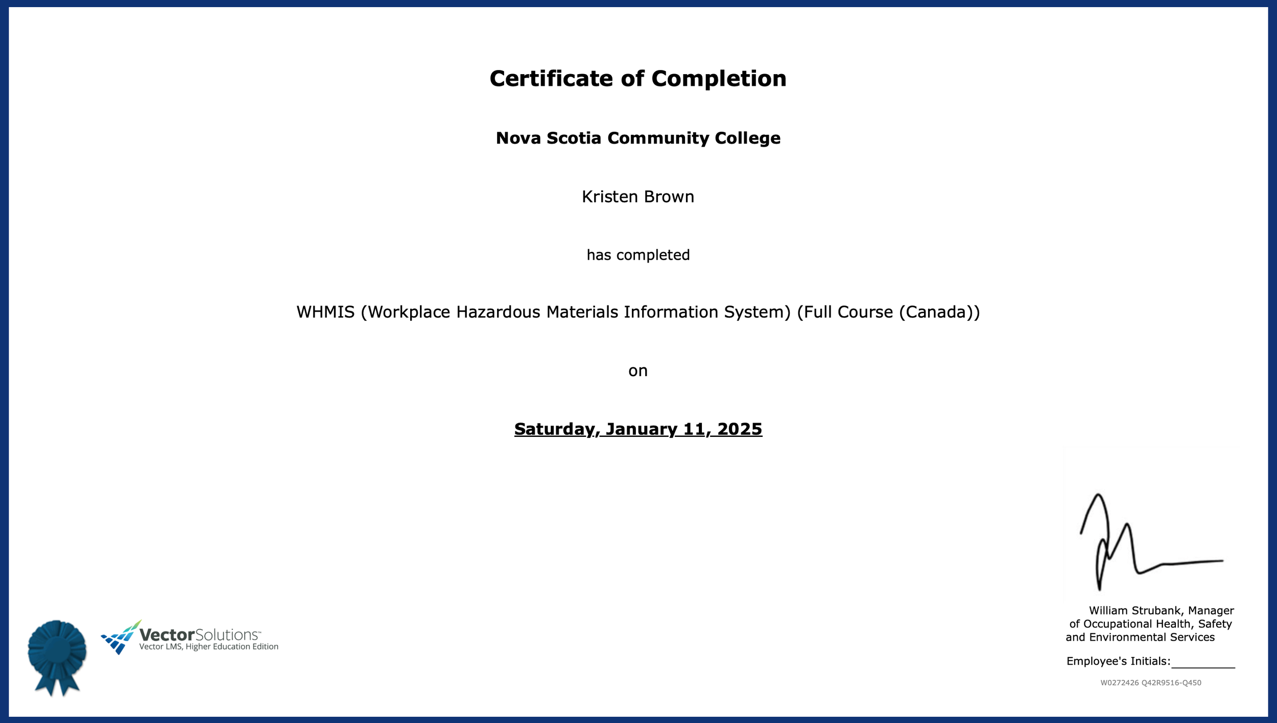 WHMIS CERTIFICATION