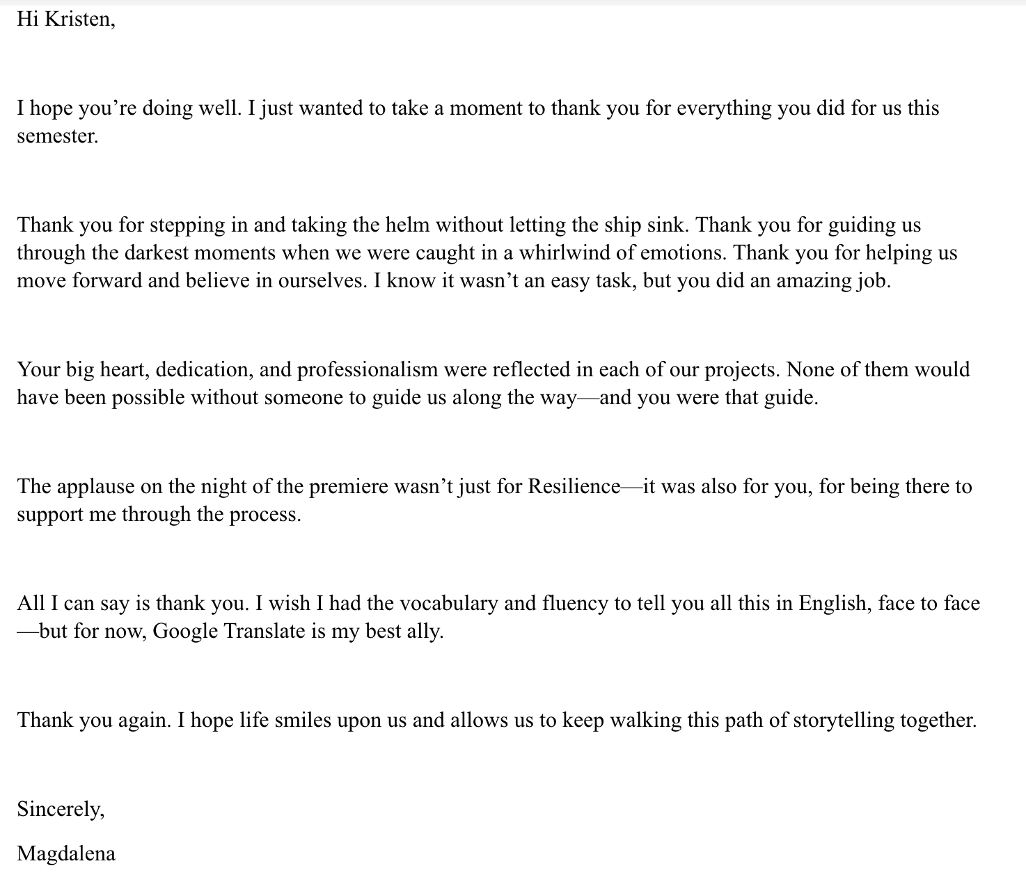 THANK YOU FROM 2ND YEAR JOURNALISM STUDENT