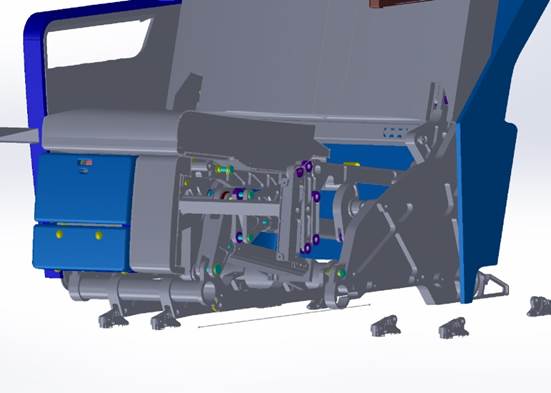 Section of the internal mechanism in a traditional very complex, heavy Business seat mechanism - circa 400mm in height and 47kg in weight.