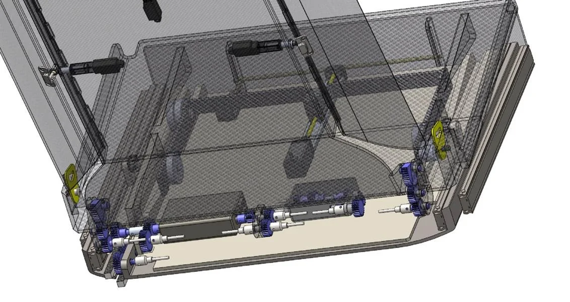Carbon panels and an innovative mechanism driving forward movement, back recline, bed transit and seat pan elevation.
