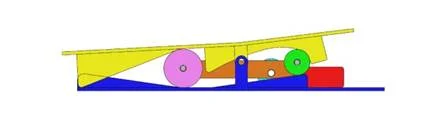 Seat pan rotated forward to bed position