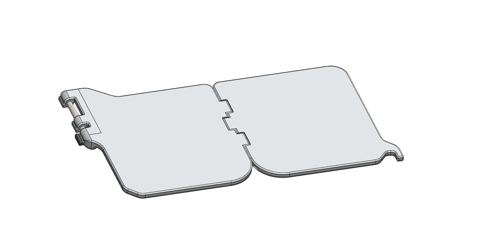 Underside view showing the neat, stable, interlocking hinge