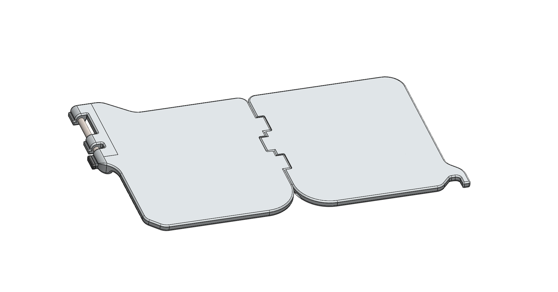 Underside view showing the neat, stable, interlocking hinge