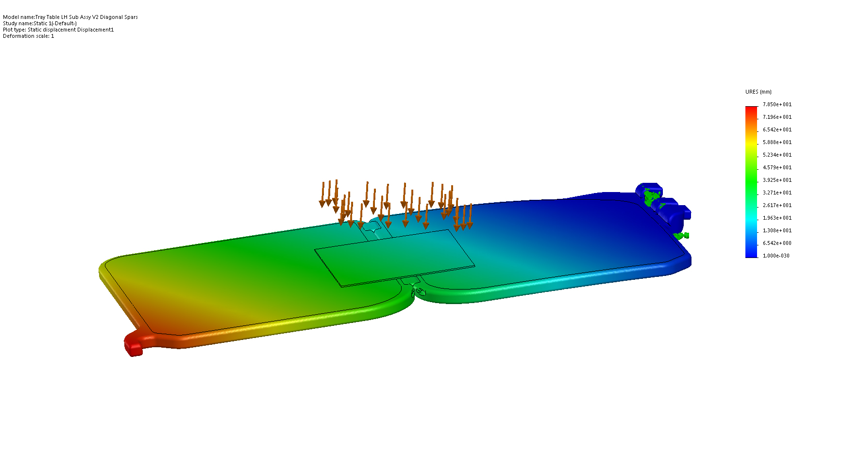 Client's original preferred internal design producing 78mm displacement and twist under load 