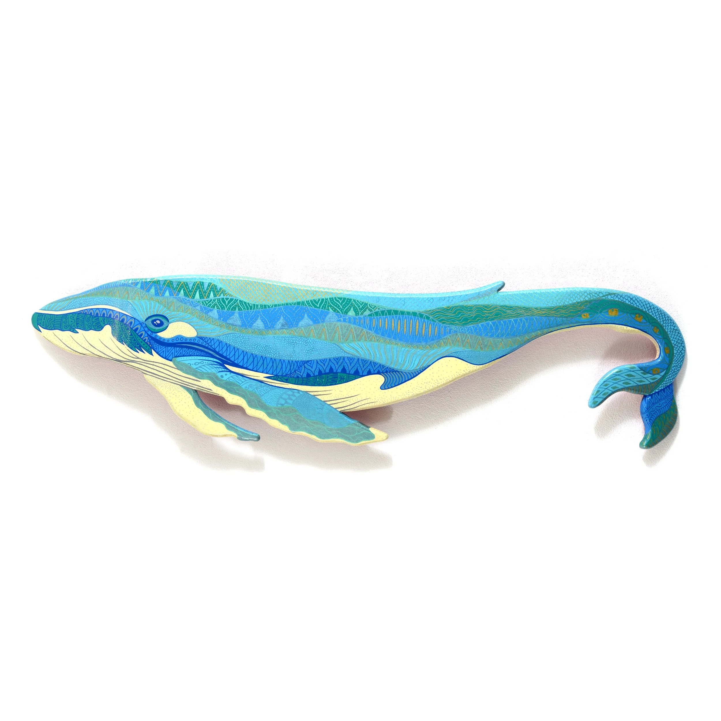  Blue Whale  Acrylic paint and Poscas on a skateboard.  21X81cm. 07/2019. OUT 