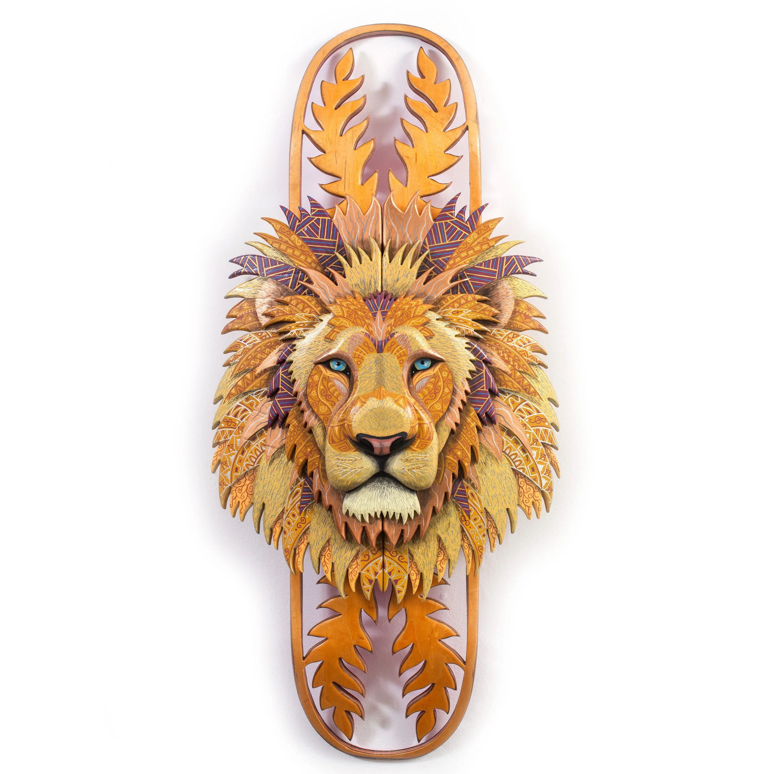  Lion XXII  Acrylic paint and Poscas on 7 skateboards  43X81cm. 11/2022 . OUT 