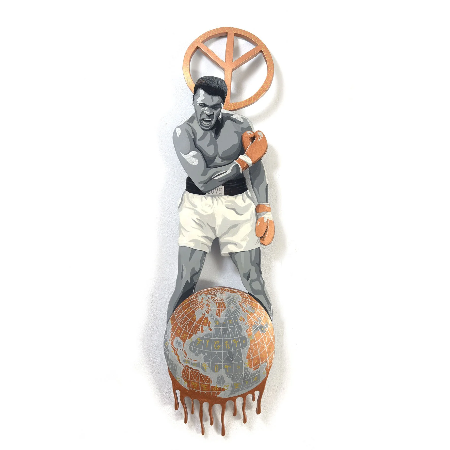  Mohamed Ali , Fight for peace  Acrylique paint and Poscas on a skateboard.  80X22 cm. 11/2017 