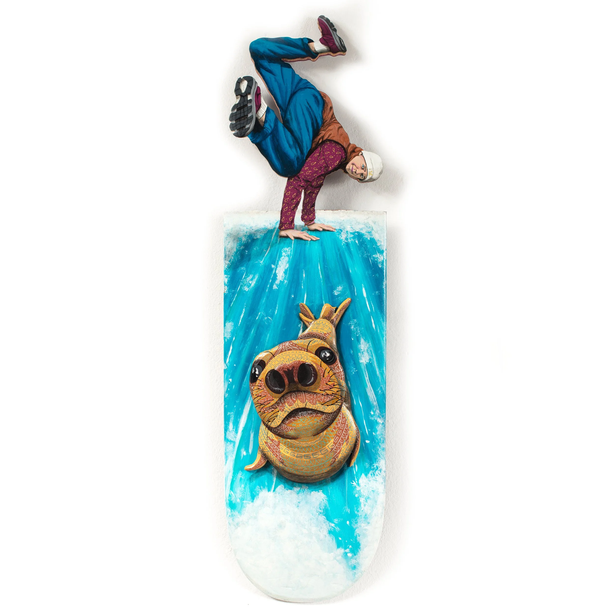  Nicka , Break the ice  Acrylique paint and Poscas on 2 skateboards  76X21 cm. 06/2024 