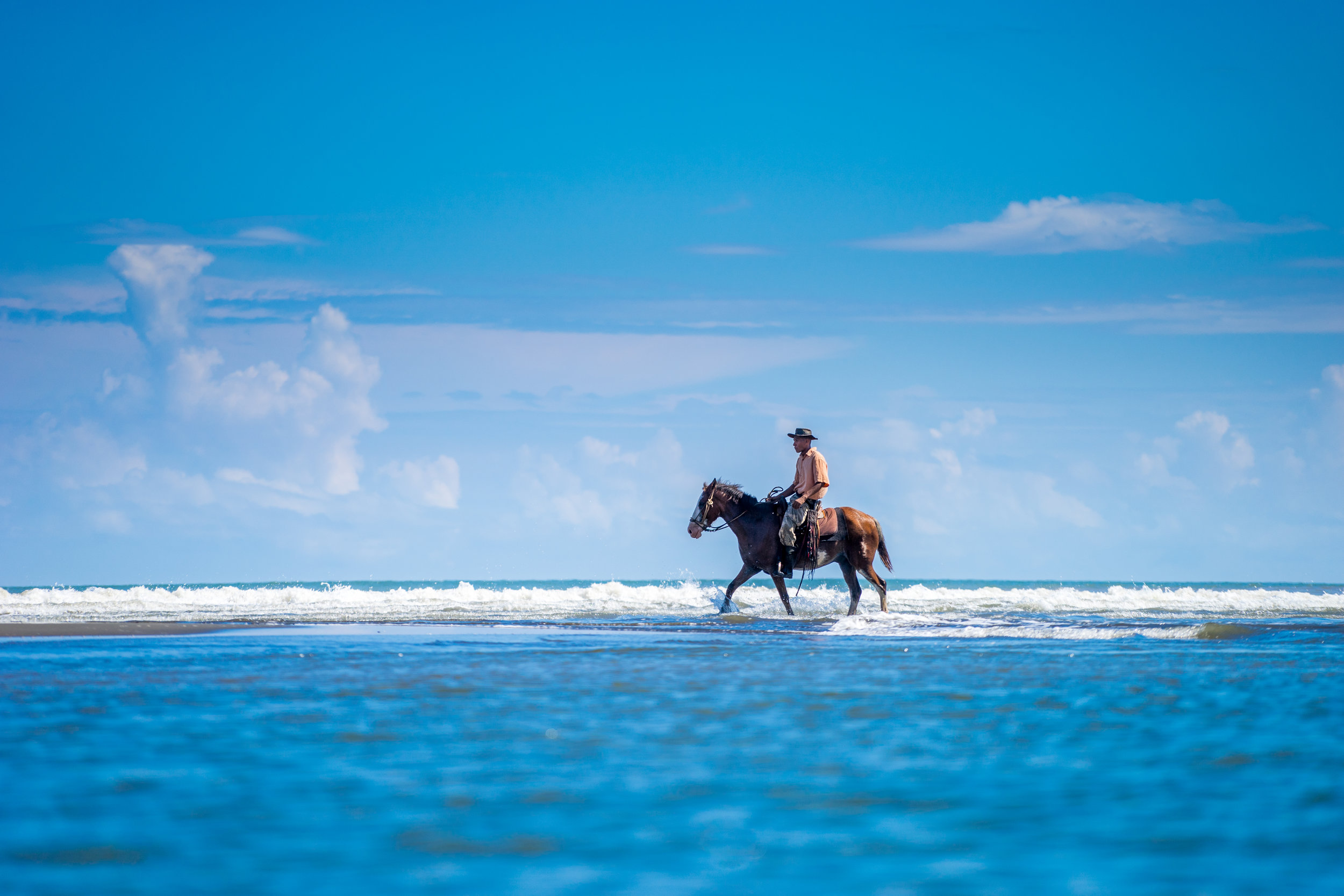 Man on horseback on the Caribbean