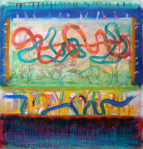 MORE THAN ONE PARAGRAPH <br> 49" x 48" <br> oil on linen