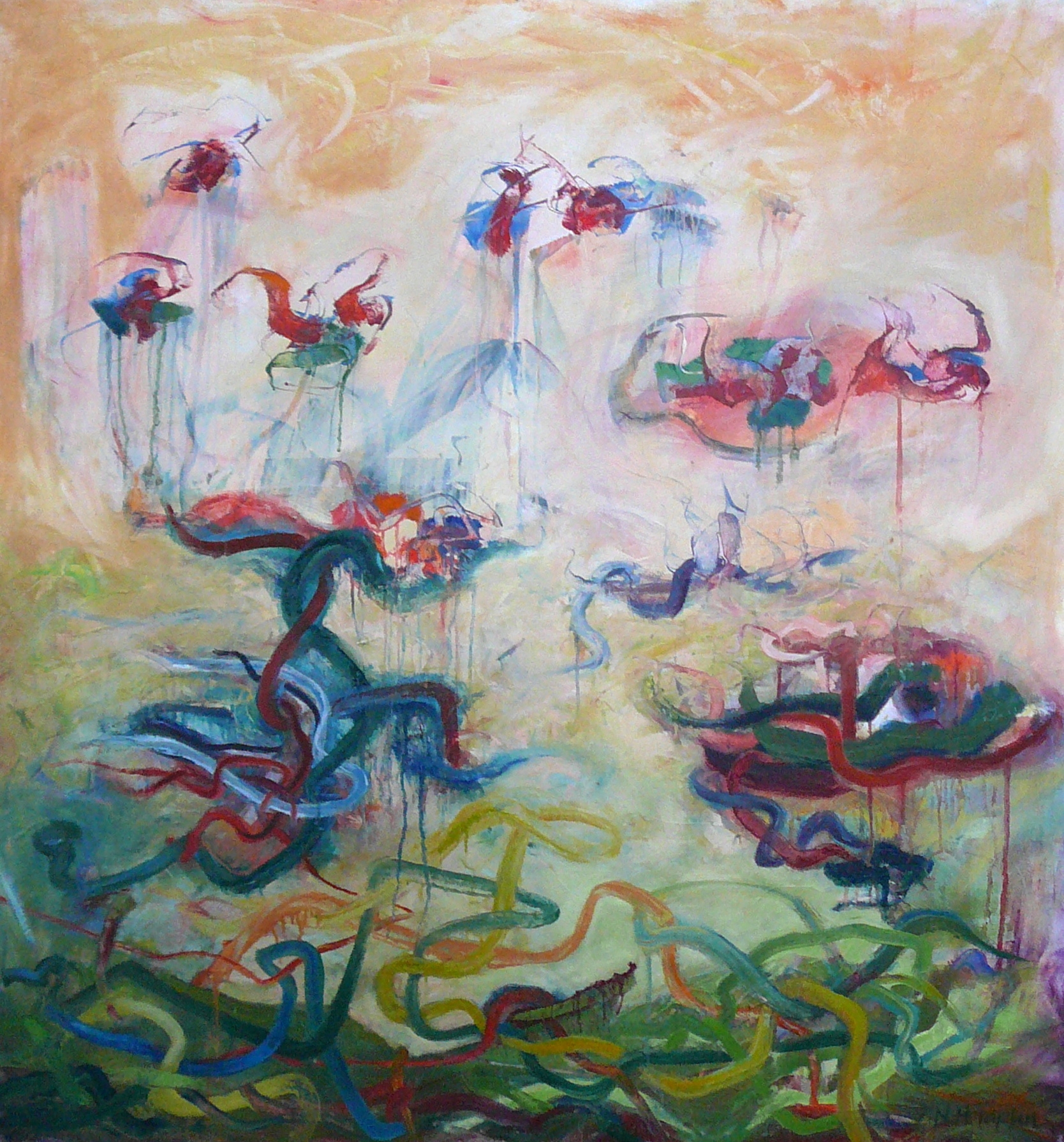 ON THE RISE <br> 49" x 48" <br>  oil on linen