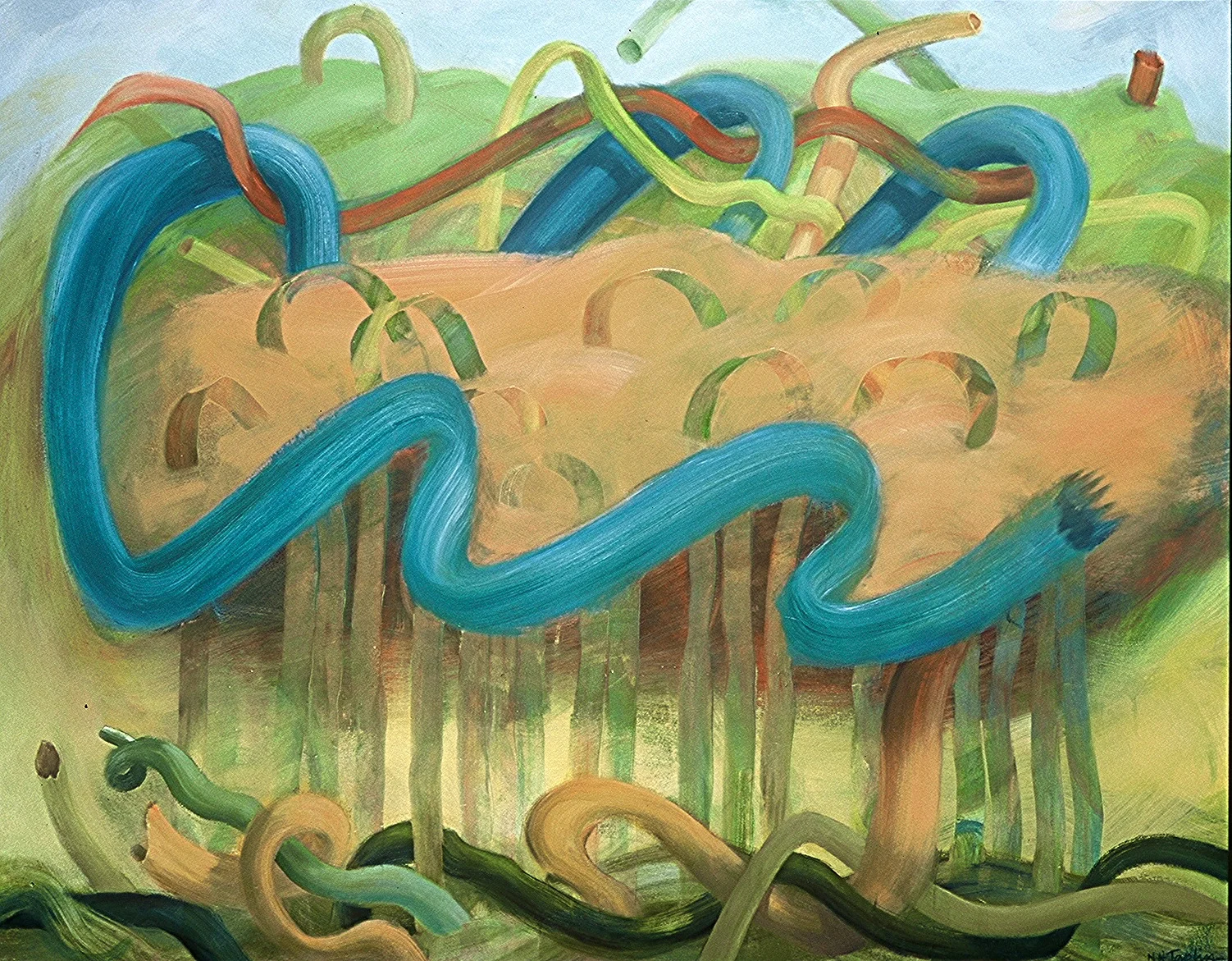 PULLING UP <br 50" x 62" <br> oil on linen