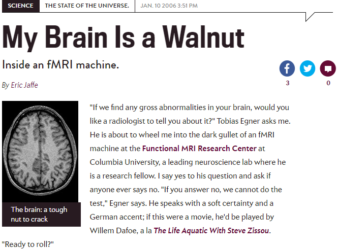 Slate: "My Brain is a Walnut: Inside an fMRI Machine" - Jan. 10, 2006