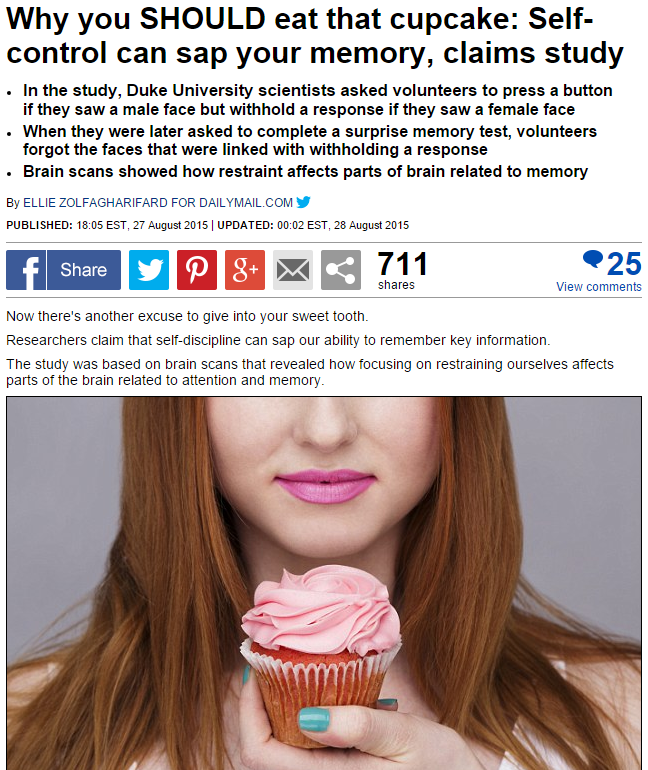 Daily Mail: "Why You Should Eat That Cupcake" - Aug. 27, 2015