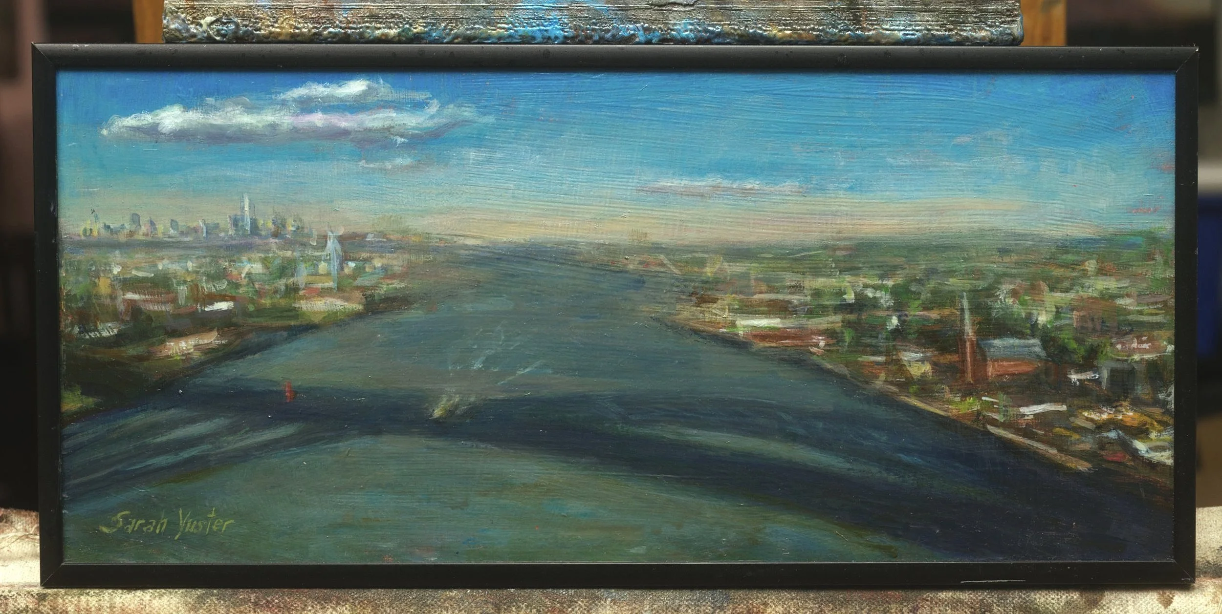 Sarah Yuster oil painting of a panoramic view east from the