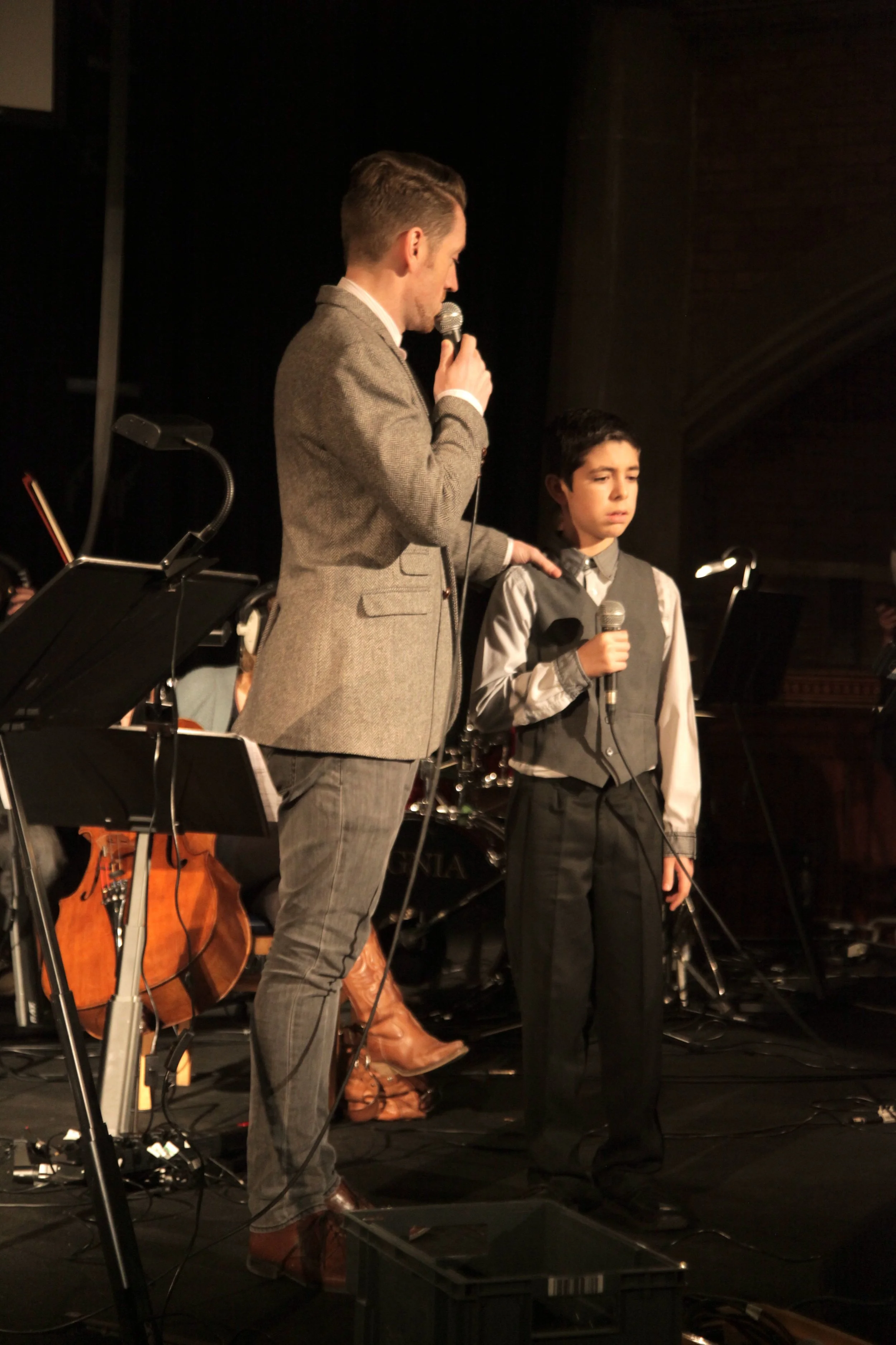 Robert Cameron Shaw and Ricardo Costa Bullita (boy) at Union Chapel for the premiere of Life from Light (2012)