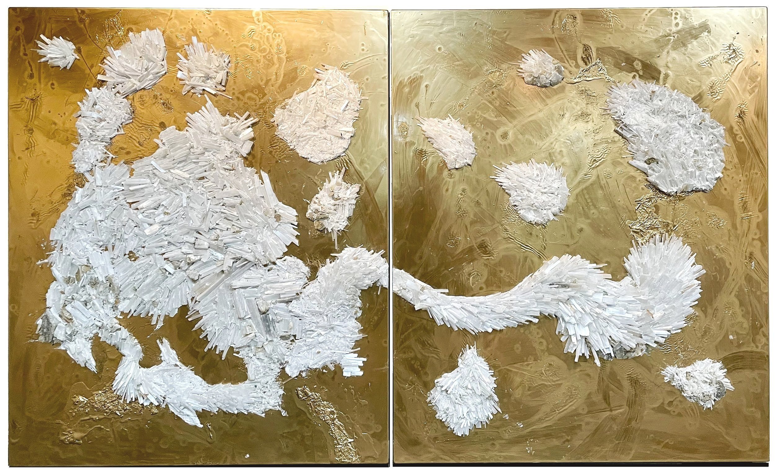  “THE FORREST AND THE DRAGON”  SELENITE CRYSTALS, OIL, ON WOOD - 60X96 