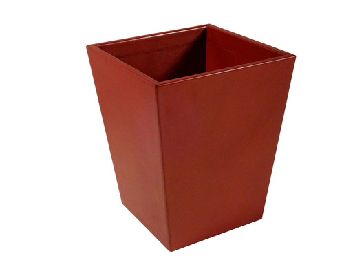 Red Leather Wastebasket