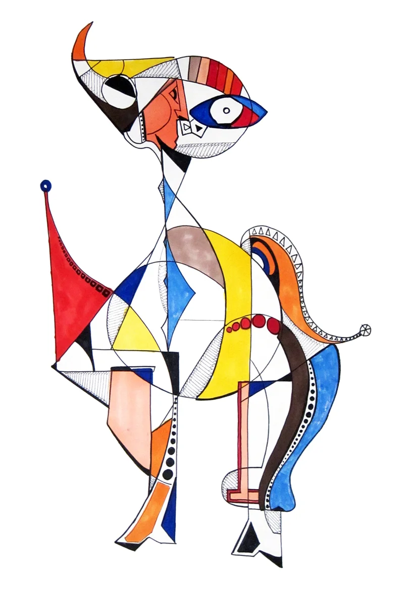 MINOTAUR. MARKER, PEN, AND PENCIL ON PAPER, 30"X22"