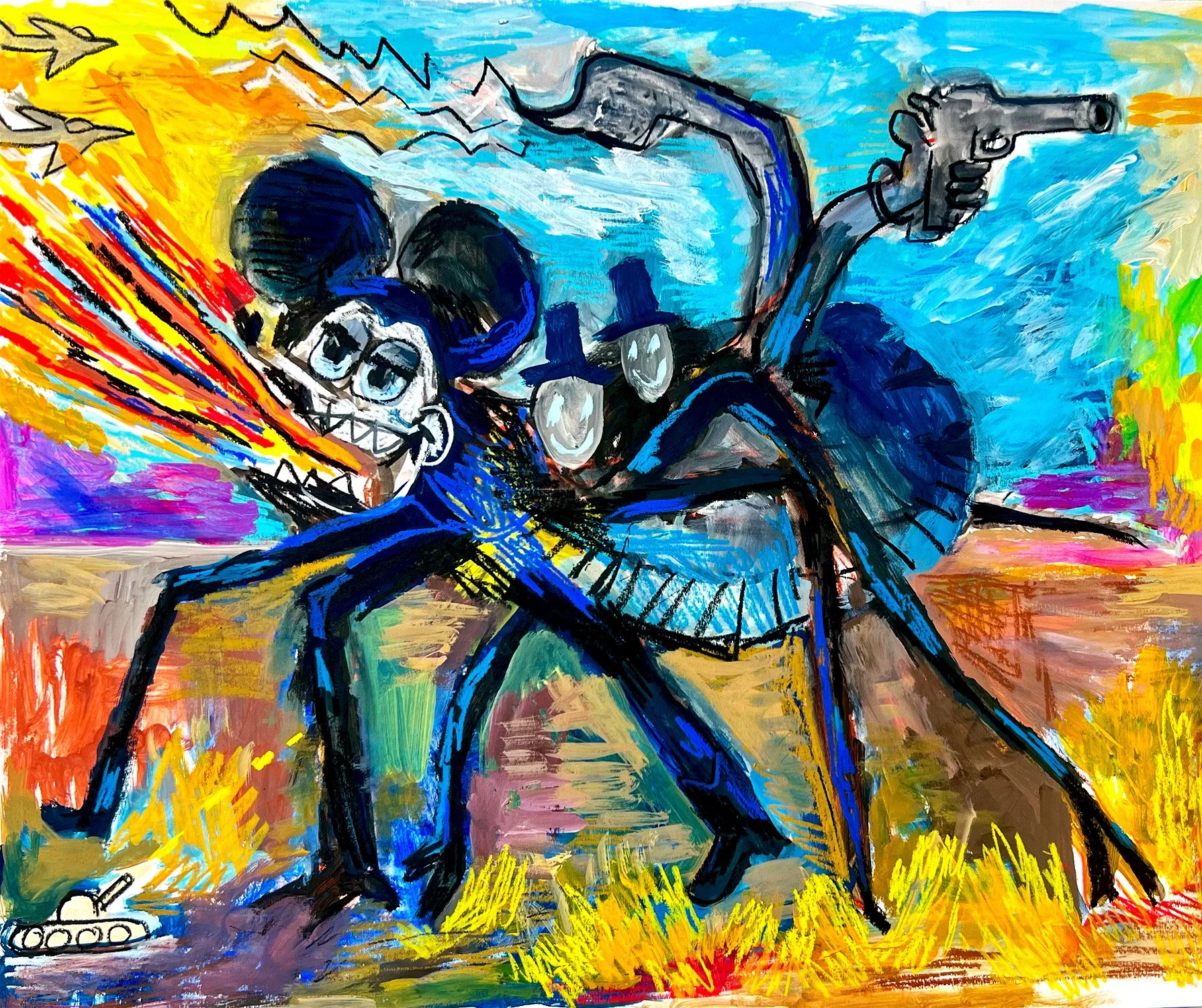  2026  watercolor crayon, acrylic, gouache on illustration board  16×20in 