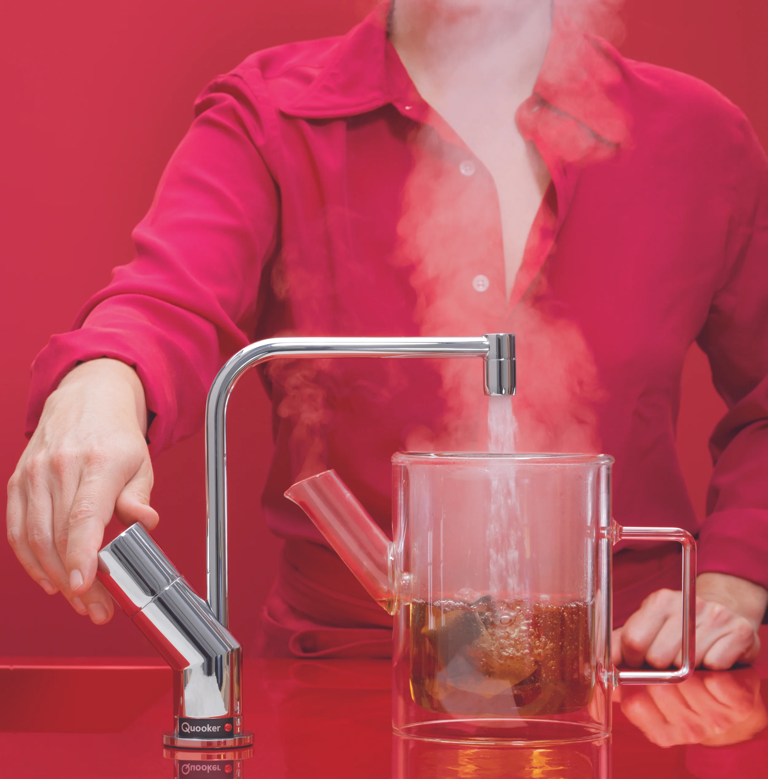 All Quooker taps on working display at East Devon kitchen Elite Showroom.