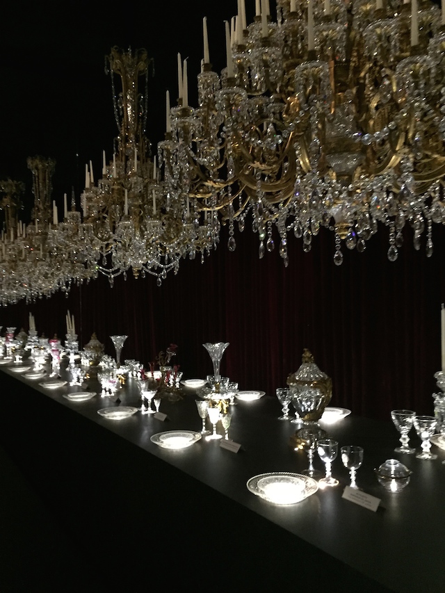 Here are some champagne flute sin the oldest Baccarat pattern. Harcout, which was created in 1841, which comes in black glass giving it a modern twist.