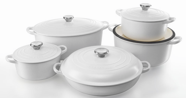 Special ingredient: New from Le Creuset matte white French ironware, perfect for braising or searing meats. The white is a fresh clean look. 